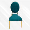 Green and Gold Leather Dining Chair, Gold Polished Steel Frame, Green Cushion - Thumbnail Image 1