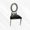 Black and Silver Leather Dining Chair, Silver Frame, Black Cushion - Thumbnail Image 1