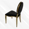 Black and Gold Leather Dining Chair, Gold Polished Steel Frame, Black Cushion - Thumbnail Image 2