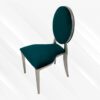 Green and Silver Velvet Dining Chair, Silver Frame, Green Cushion - Thumbnail Image 2
