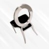 Black and Silver Leather Dining Chair, Silver Frame, Black Cushion - Thumbnail Image 2