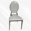 White and Silver Leather Dining Chair, Silver Frame, White Cushion - Thumbnail Image 1