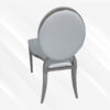 White and Silver Leather Dining Chair, Silver Frame, White Cushion - Thumbnail Image 2