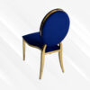 Blue and Gold Velvet Dining Chair, Gold Polished Steel Frame, Blue Cushion - Thumbnail Image 2