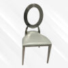 White and Silver Leather Dining Chair, Silver Frame, White Cushion - Thumbnail Image 1