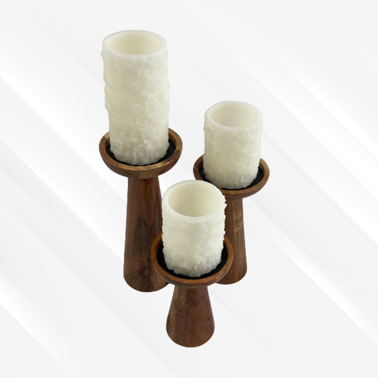 Wooden candle holder set